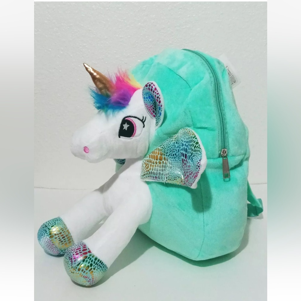 Unicorn 3D Plush Mint Backpack